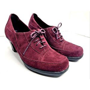 Clarks Honest Q Women's Size 8M Shoes Burgundy Suede Lace Up Career Oxford Pumps